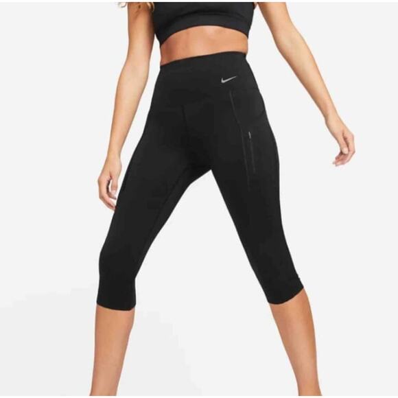 Nike Dri-Fit Women’s Capri Leggings Black Pink Size Small - Picture 1 of 7